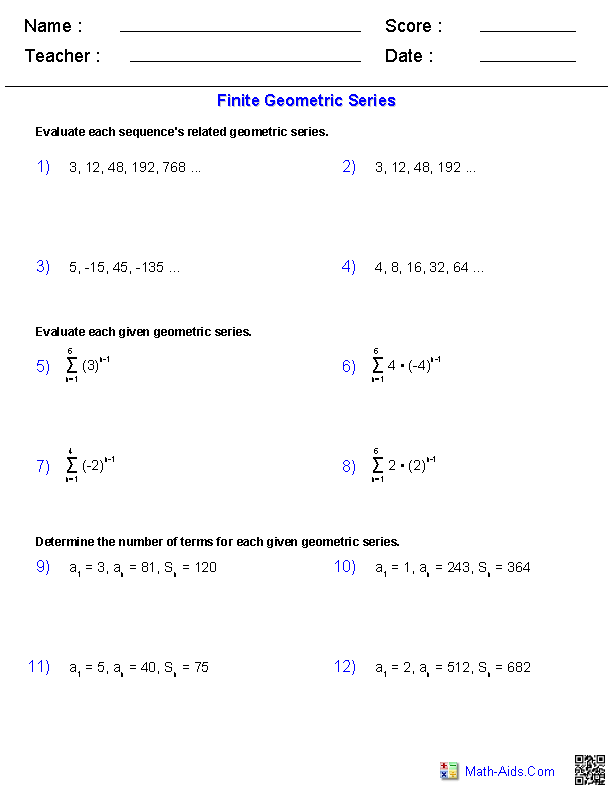 Arithmetic And Geometric Sequences Worksheet Pdf