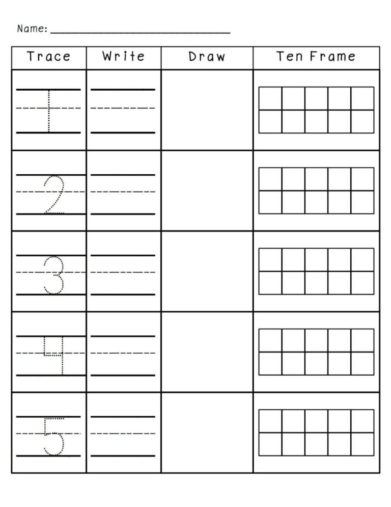 Number Writing Practice 1-10