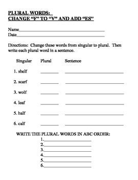 Singular Plural Worksheets Pdf