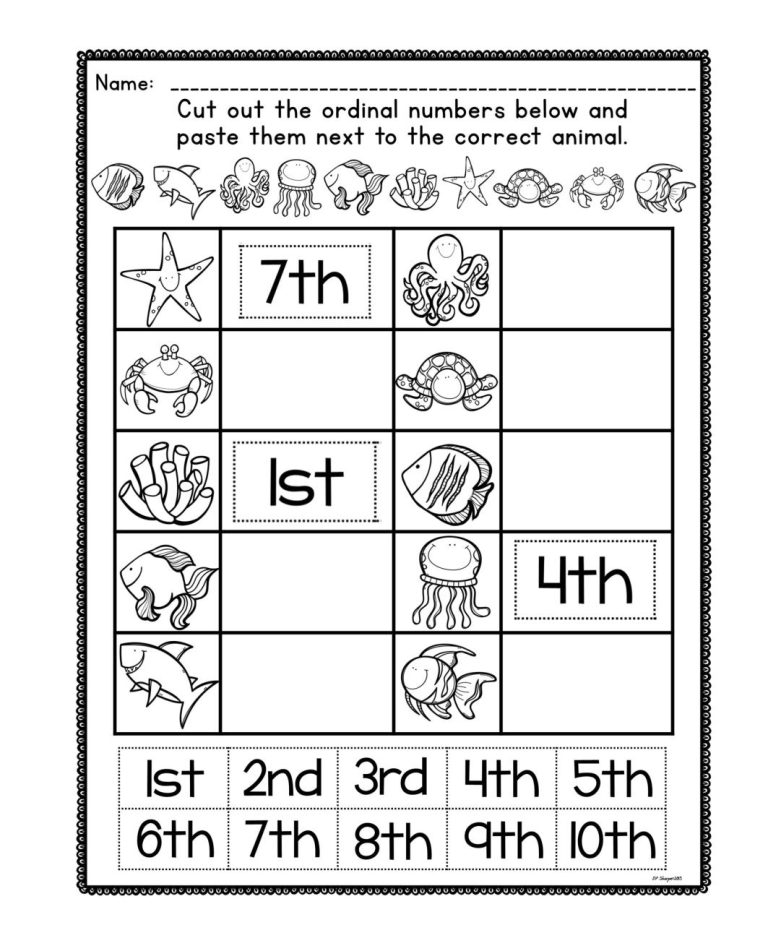 Free Ordinal Numbers Worksheet Grade 1