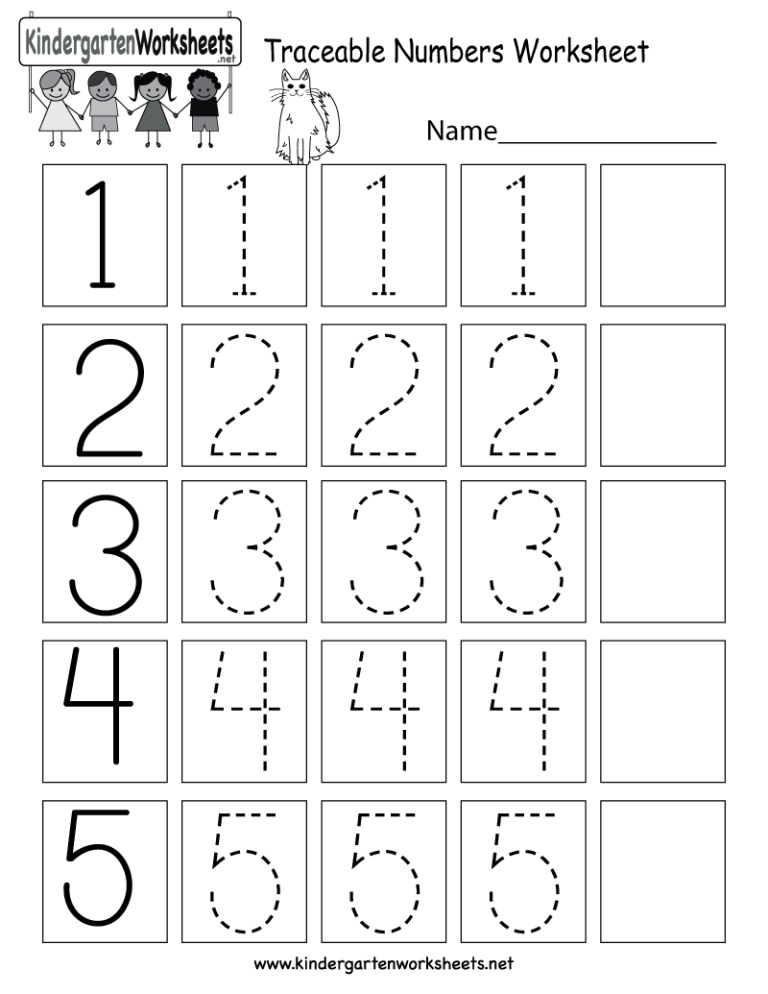 Kindergarten Tracing Worksheets Numbers