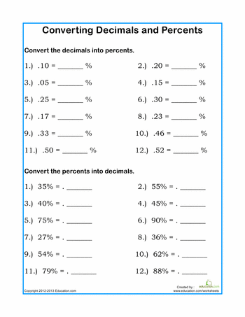 7th Grade Fraction To Percent Worksheet