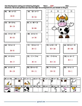 Solving One Step Equations Worksheet Puzzle