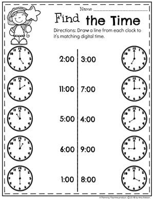 Telling Time Worksheets Grade 1