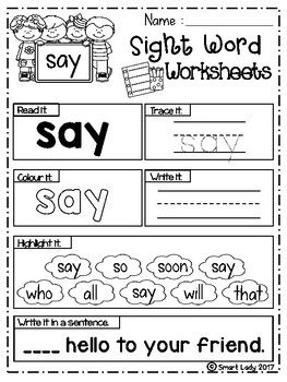 Sight Word Worksheets Free