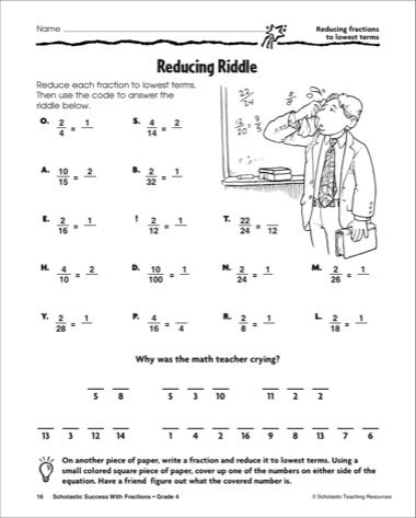 Reducing Fractions Worksheet Answer Key