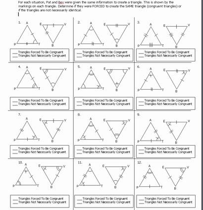 Triangle Congruence Theorems Worksheet Answer Key