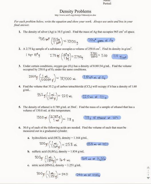 Practice Dimensional Analysis Worksheet Answers