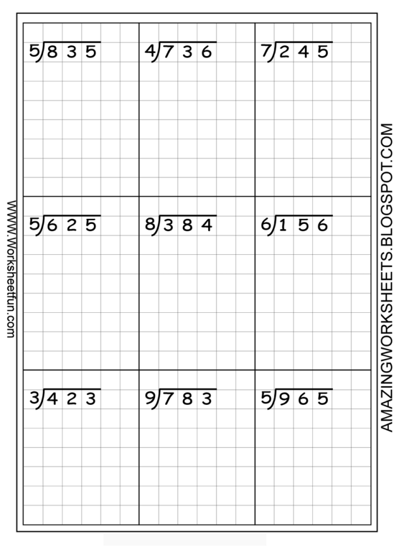 Long Division Worksheets With No Remainders