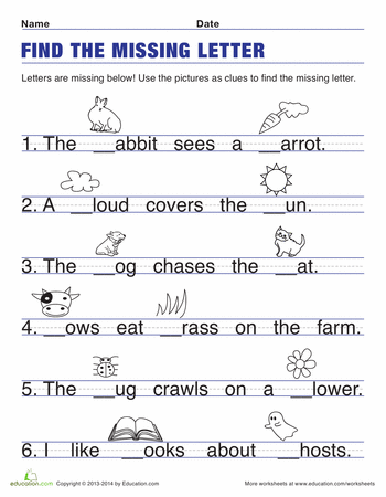 Missing Letters Worksheets For Grade 5