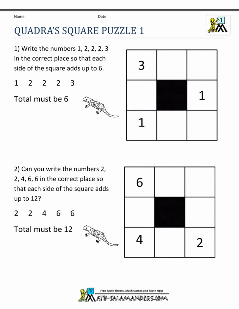 Puzzle Worksheets For Grade 3