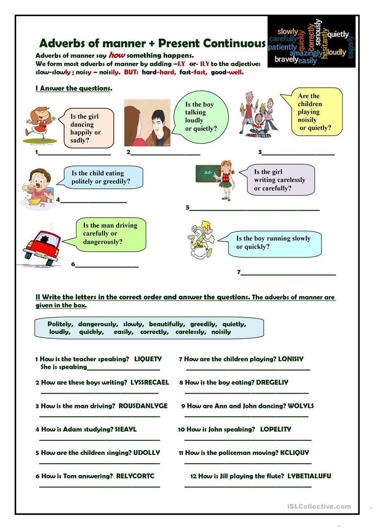 Adverbs Of Manner Worksheets For Grade 4