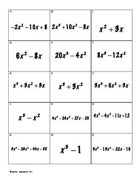 Algebra Factoring Practice Worksheet