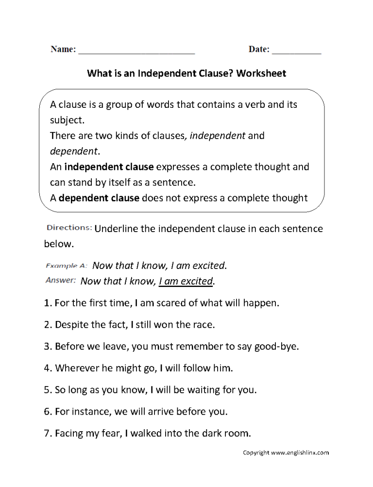 Noun Clause Worksheet With Answers