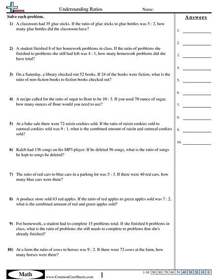 Ratio And Proportion Worksheet 7th Grade