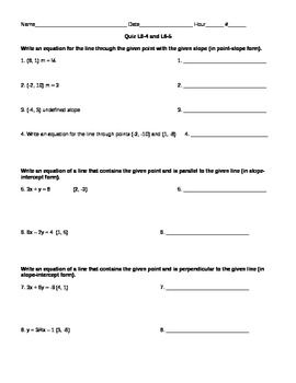 Writing Equations Of Parallel And Perpendicular Lines Worksheet Answers