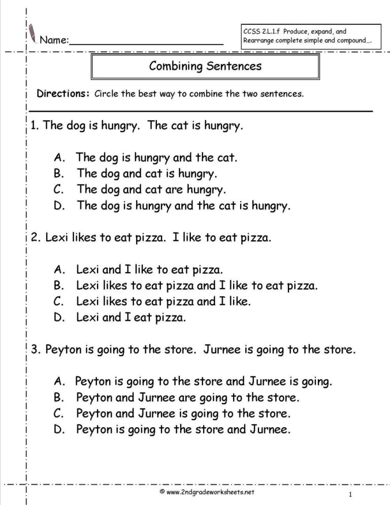 Free Simple And Compound Sentences Worksheet