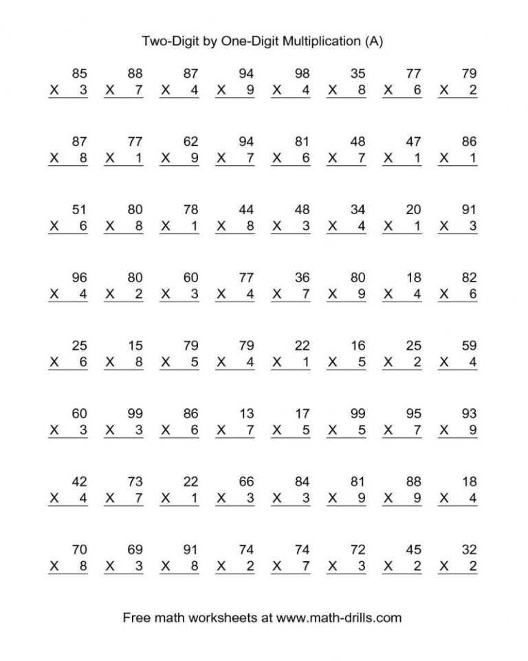 Multiplication Practice Worksheets 7th Grade