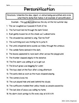 Personification Worksheet 3
