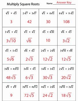 Square Root Worksheets Answers