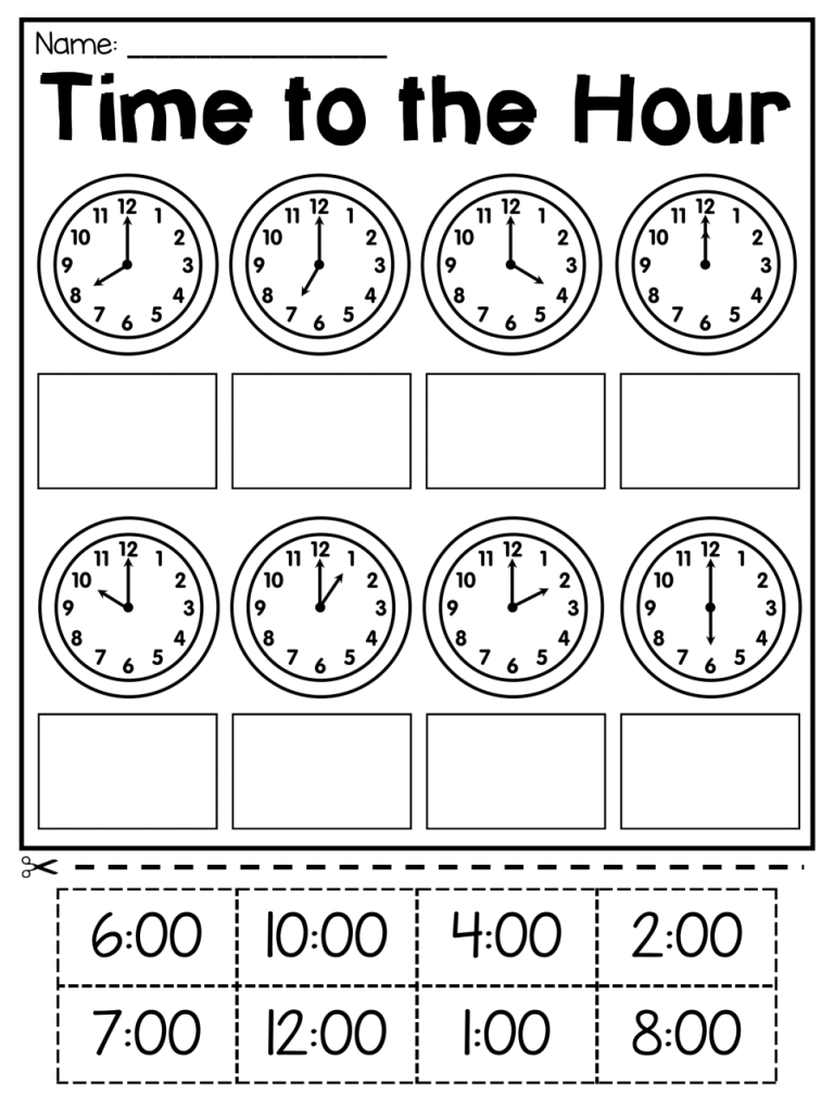 Printable Time Worksheets For Kindergarten