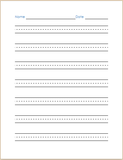Handwriting Practice Paper Template