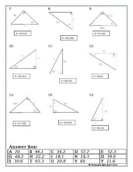 Solving Right Triangles Practice Worksheet