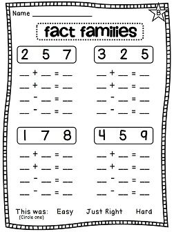 Fact Family Worksheets For First Grade