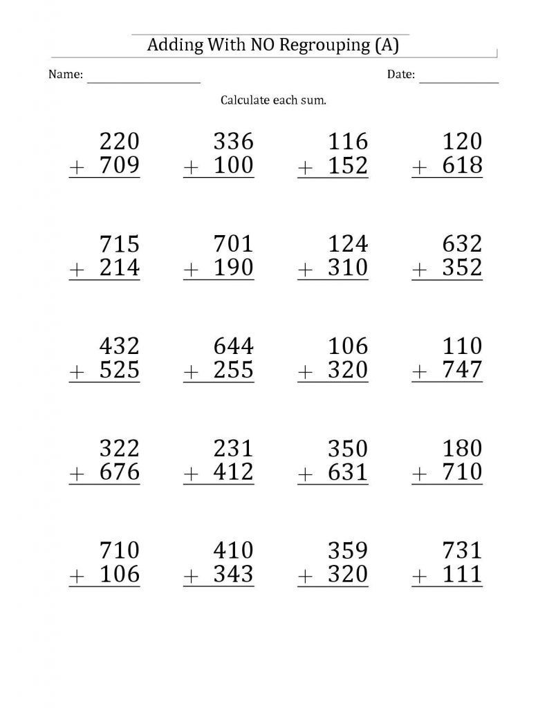 Third Grade Addition And Subtraction Worksheets For Grade 3