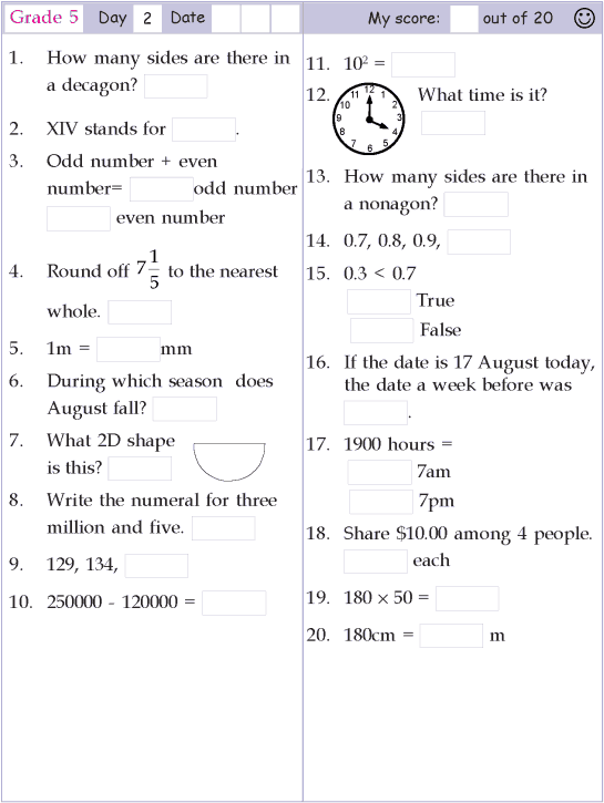 7th Grade Mental Math Worksheets Grade 7