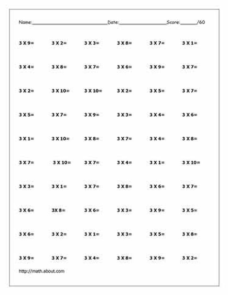 Multiplication Worksheets 3 Times Tables
