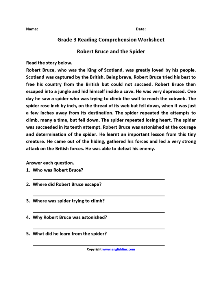Comprehension For Class 3 Icse