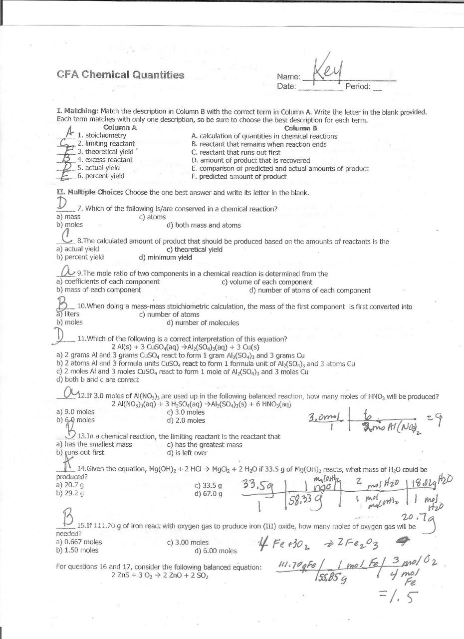 Stoichiometry Worksheet Stoichiometry Practice Problems With Answers