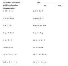 Multi Step Equations Worksheet Algebra 2