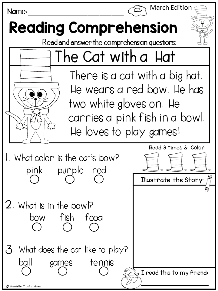 Reading Comprehension Worksheets For Kindergarten
