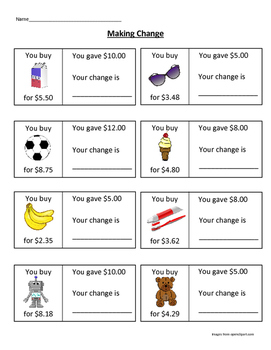 Making Change Worksheets 5th Grade