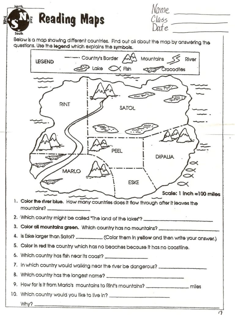 Map Skills Worksheets 5th Grade