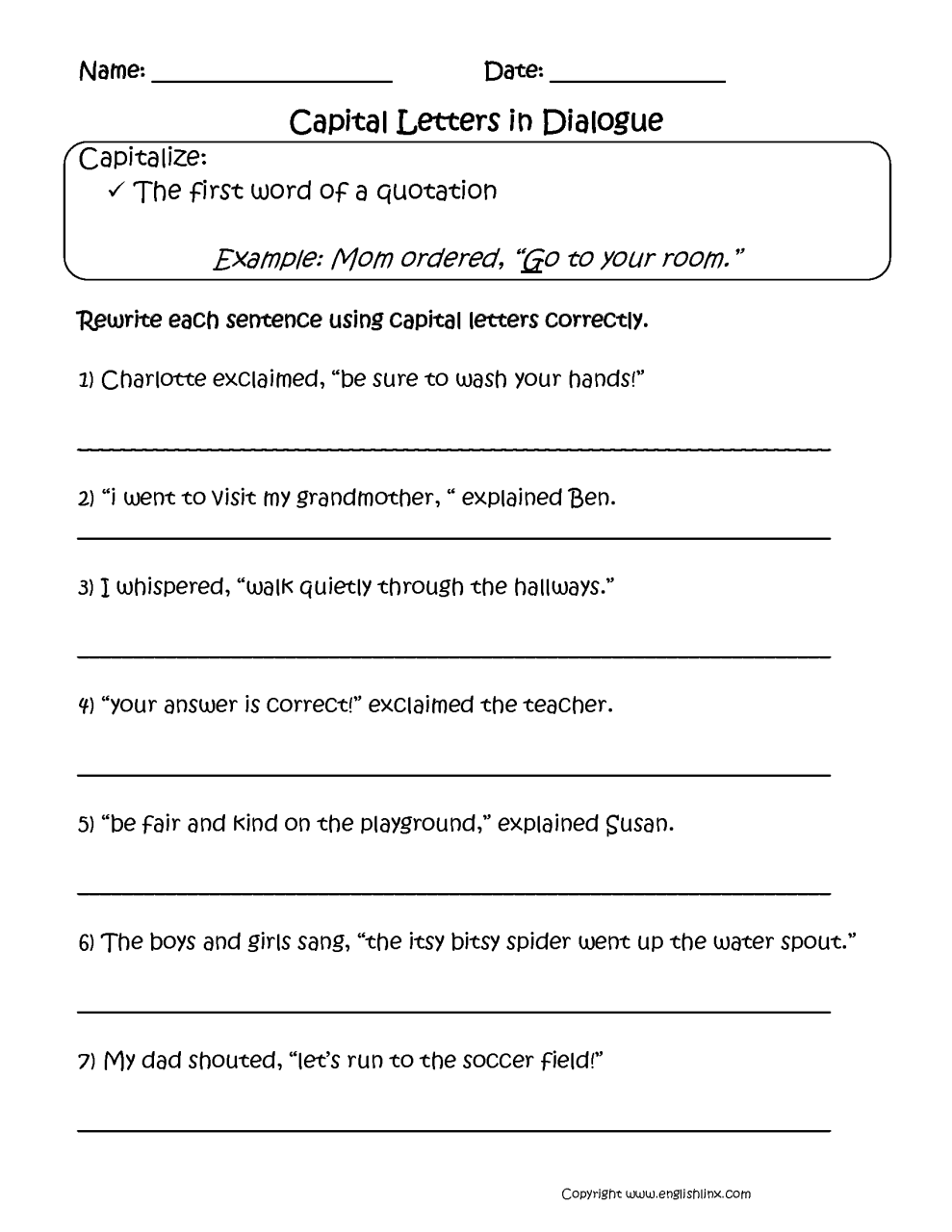 Punctuation Worksheets For Grade 2