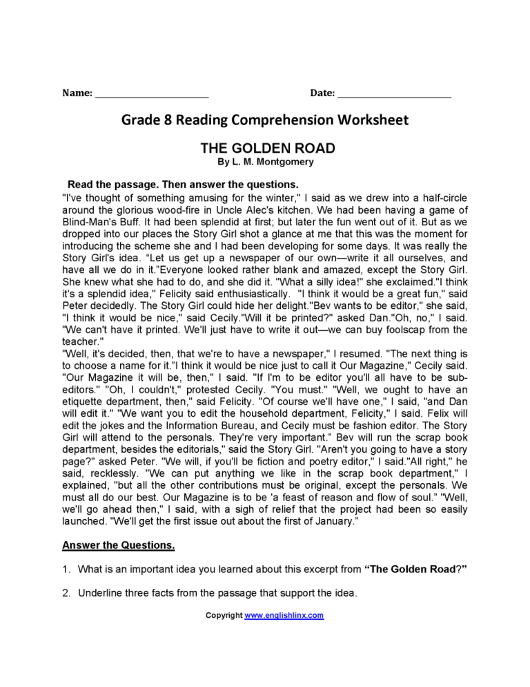 Summarizing Worksheets 7th Grade Pdf