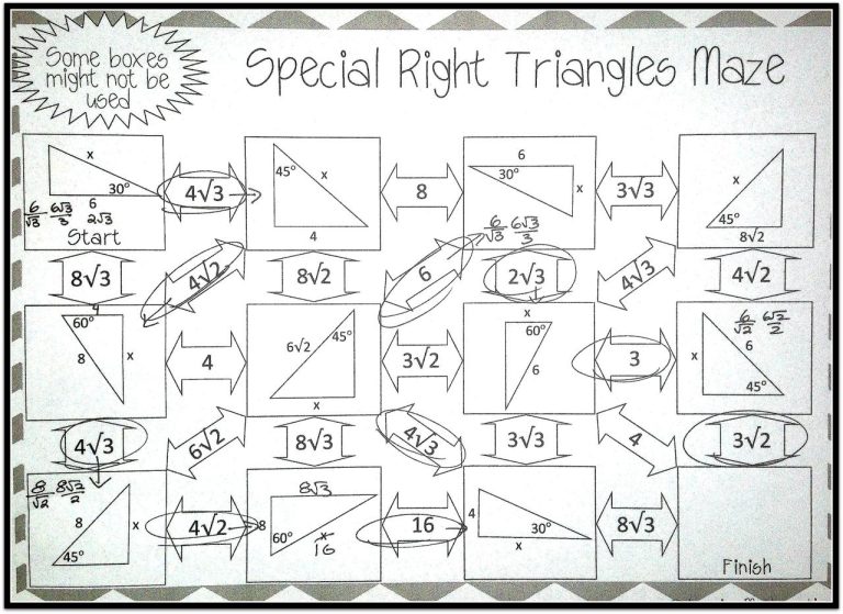 Special Right Triangles Worksheet 30-60-90 Answers