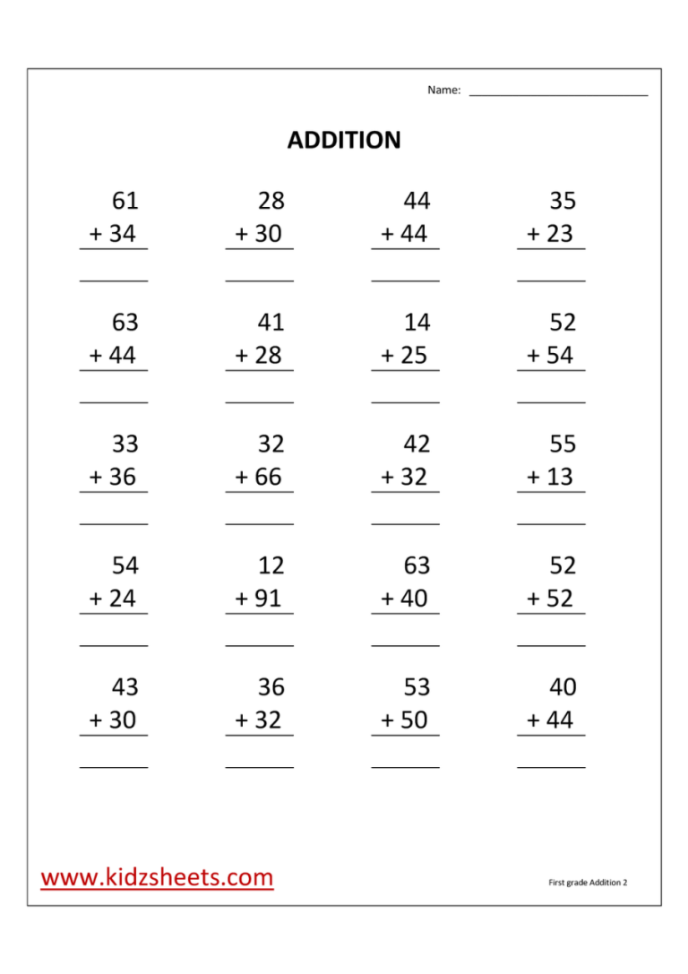 1st Grade Math Worksheets Addition