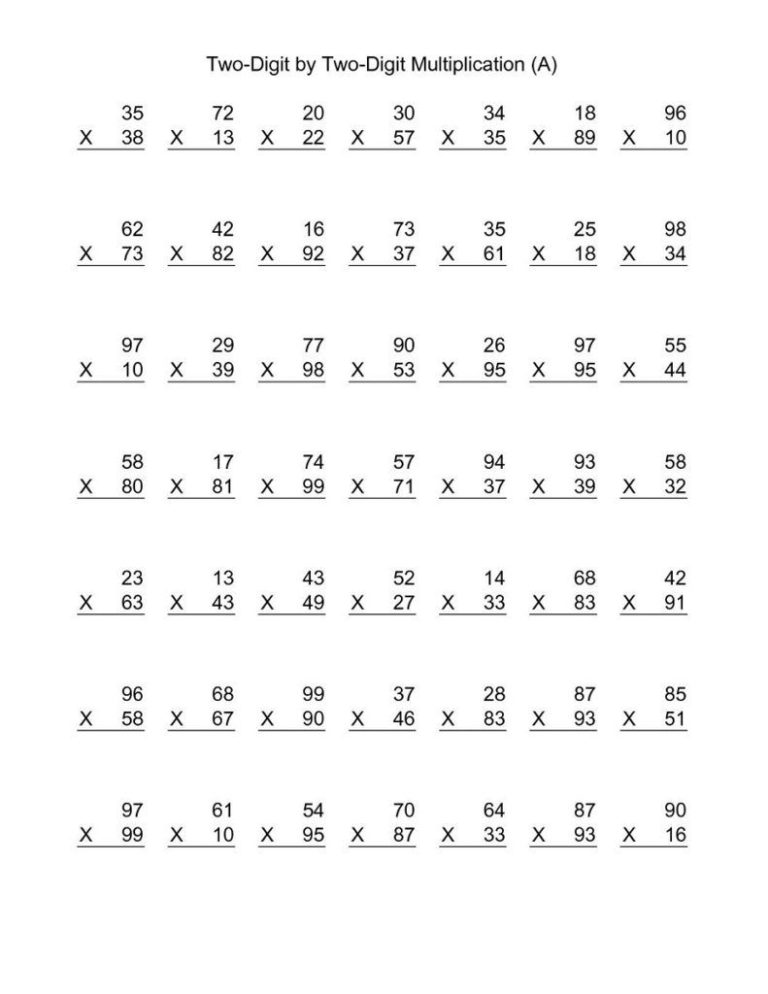 Double Digit Multiplication Worksheets With Answers
