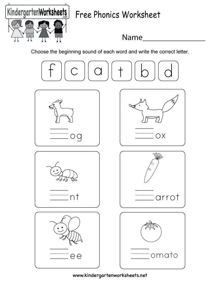 Kindergarten Phonics Worksheets Printable