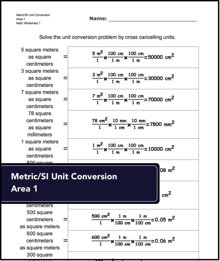 Chemistry Metric Conversion Worksheet Answers