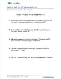 3rd Grade Addition And Subtraction Word Problems
