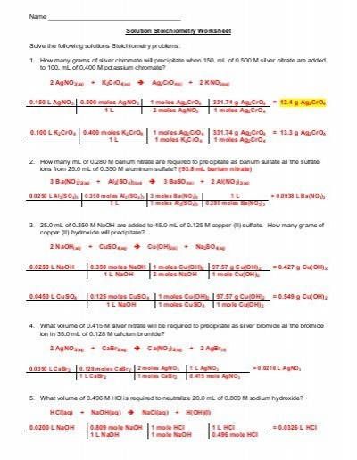 Stoichiometry Worksheet With Solutions Pdf