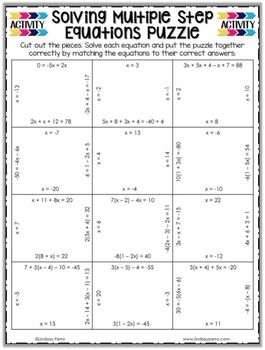Linear Equations Puzzle Worksheet Pdf
