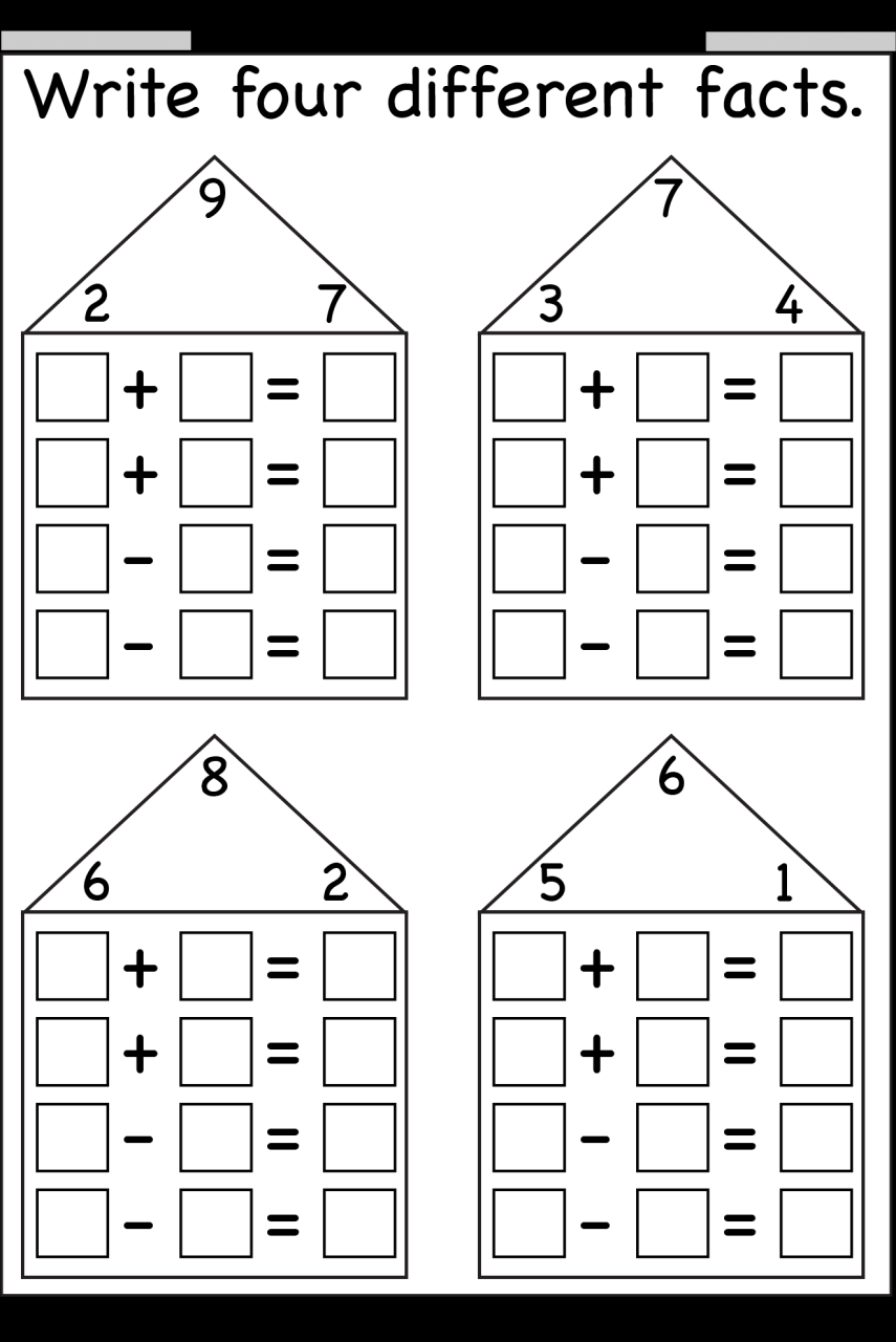 Fact Family Worksheets Free