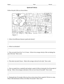 Speed Velocity And Acceleration Worksheet Pdf
