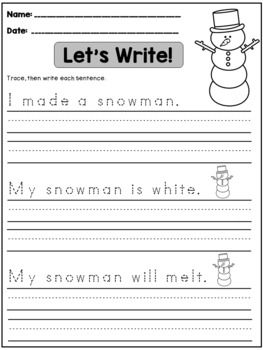 Kindergarten Writing Sentences Worksheets Pdf